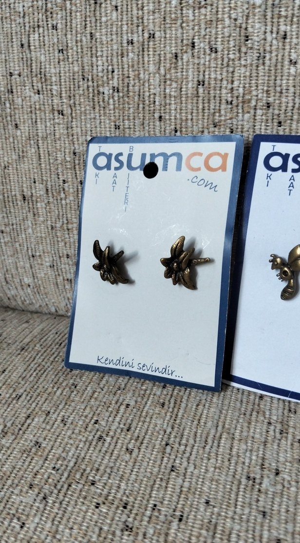 Gold Renk Bohem Minimalist 3'ü beraber Küpeler - Görsel 2