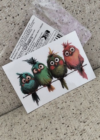 Renkli Komik Kuşlar Çıkartması 2 si birden - Görsel 4