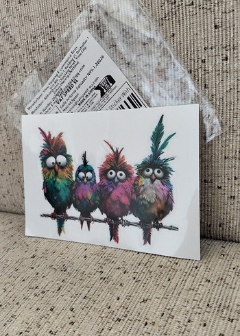 Renkli Komik Kuşlar Çıkartması 2 si birden - Görsel 2