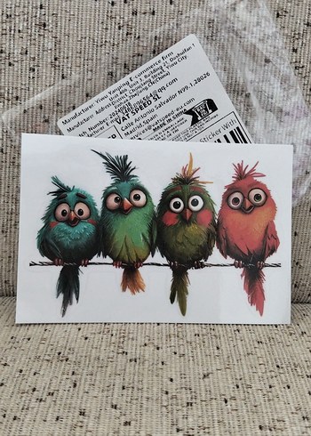 Renkli Komik Kuşlar Çıkartması 2 si birden - Görsel 3