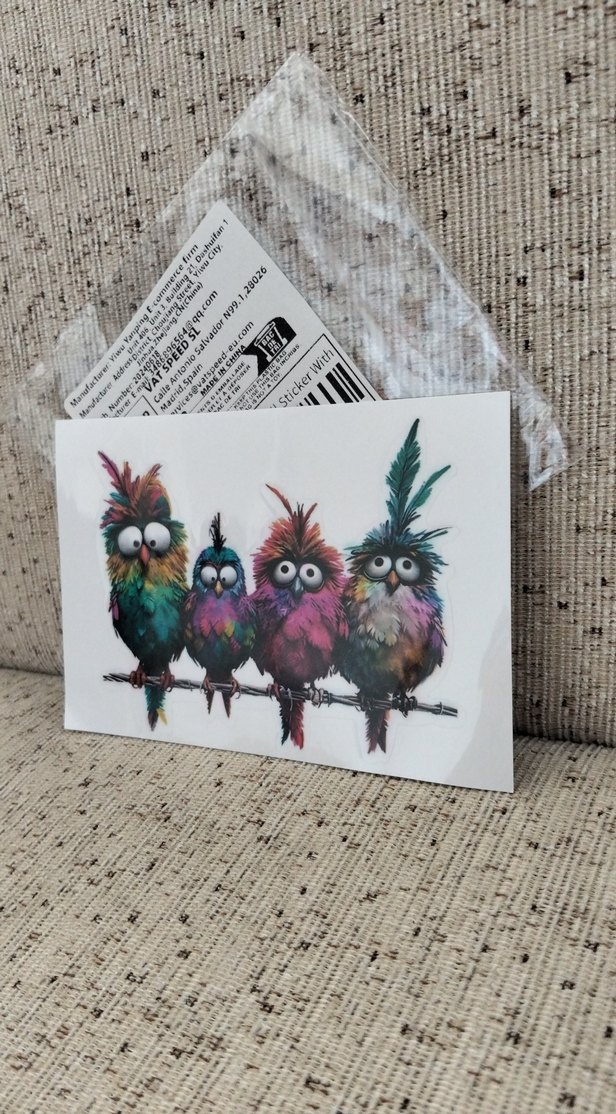 Renkli Komik Kuşlar Çıkartması 2 si birden - Görsel 2