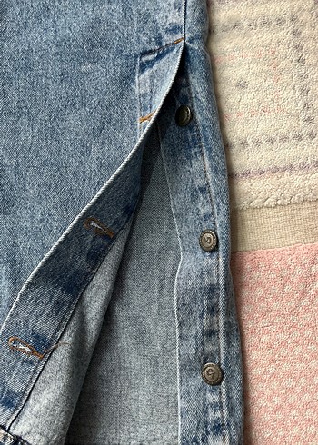 Düğmeli mavi Midi Kot Etek - Görsel 3