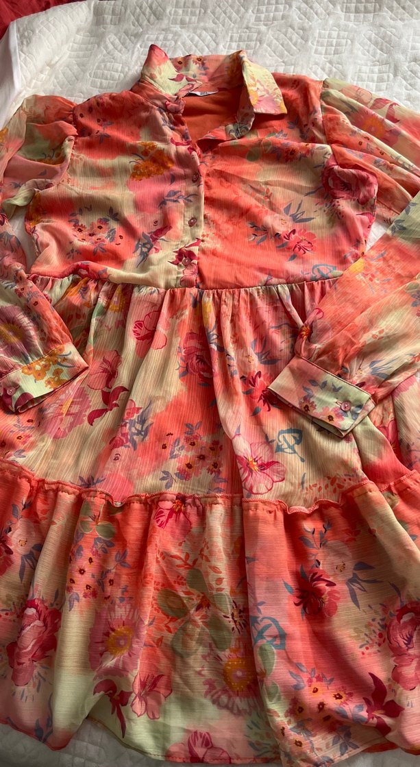 Bohem Renkli Kız Elbisesi, Fırfırlı, Salaş - Görsel 2