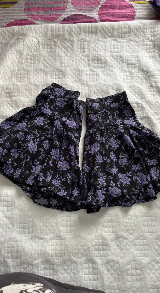 Mor Desenli Volanlı Midi Etek - Görsel 2