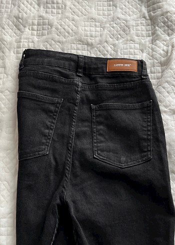 Düğmeli Siyah Denim Kot Pantolon - Görsel 2