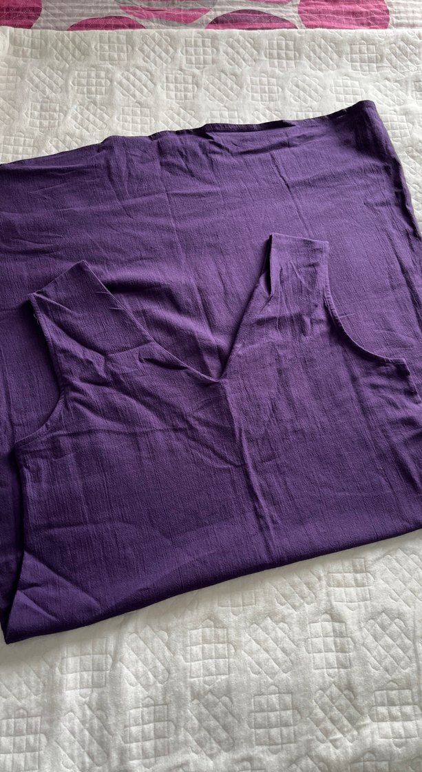 Mor Uzun Hamile Keten Elbise - Görsel 3