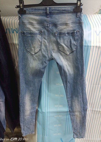 Diğer Düğmeli Mavi Tie-Dye Denim Kadın Pantolon