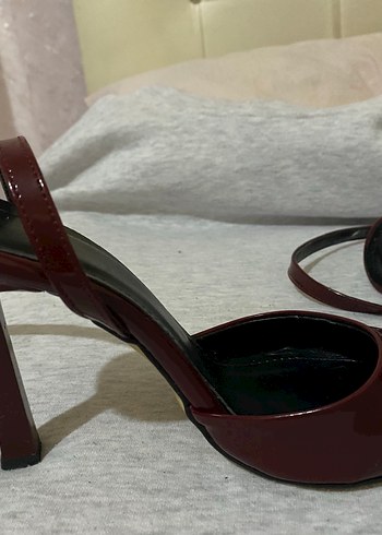 38 Beden Bordo Deri Tokalı Stiletto Kadın Ayakkabı