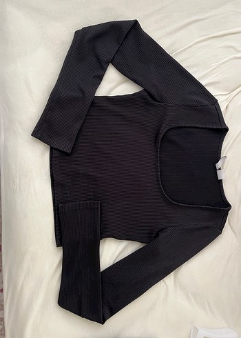 Siyah Uzun Kollu Dar Kesim Bluz - Görsel 2