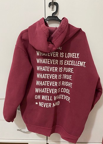 Bordo Kapüşonlu Oversize Sweatshirt - Görsel 2