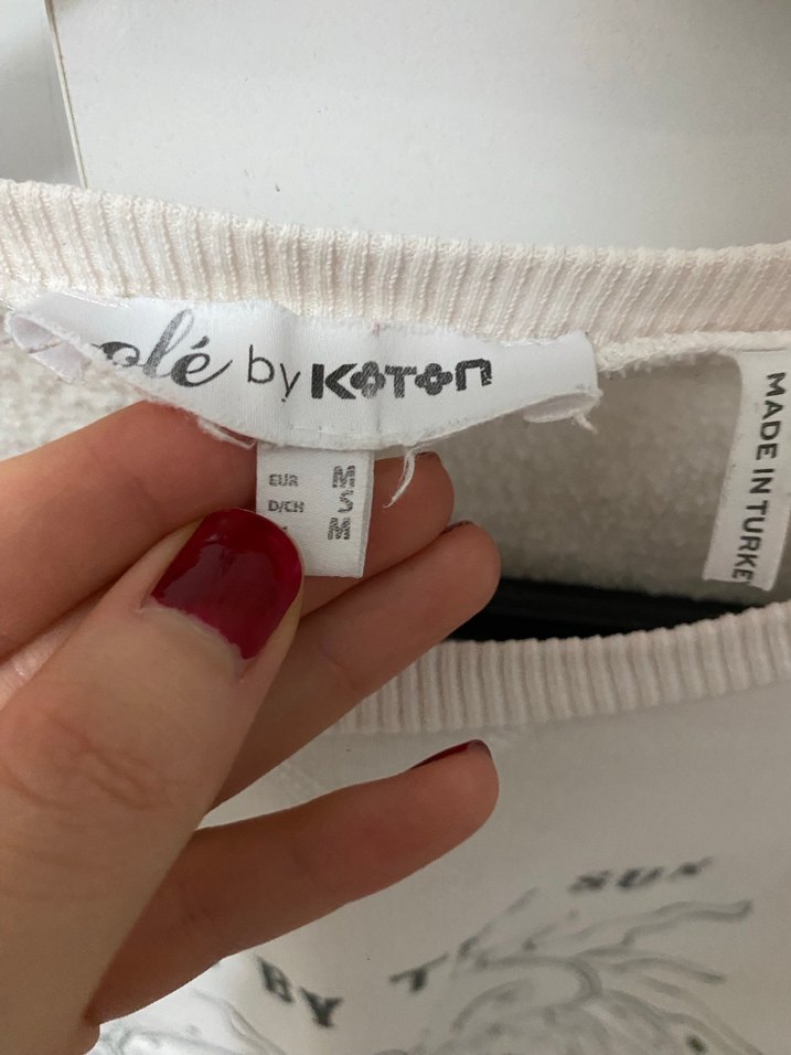 Beyaz Baskılı Pamuklu Kadın Sweatshirt - Görsel 2