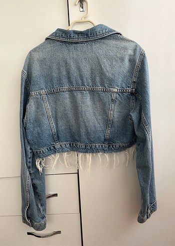 Düğmeli Salaş Kadın Kot Ceket - Görsel 3