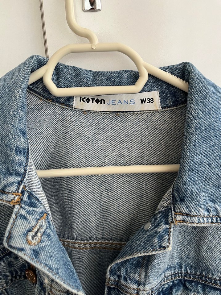 Düğmeli Salaş Kadın Kot Ceket - Görsel 2