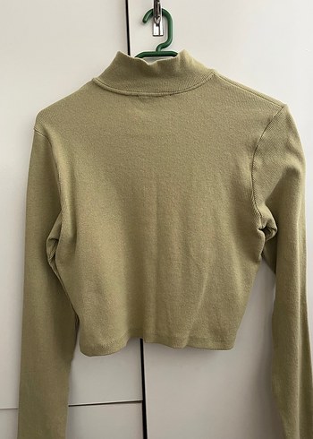 Bej Fermuarlı Yüksek Yakalı Kadın Kazak - Görsel 5