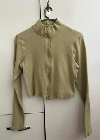 Bej Fermuarlı Yüksek Yakalı Kadın Kazak - Görsel 2