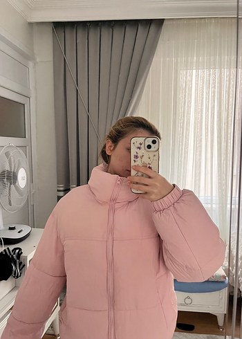 Bershka Pembe Kadın Midi Mont Yüksek Yakalı