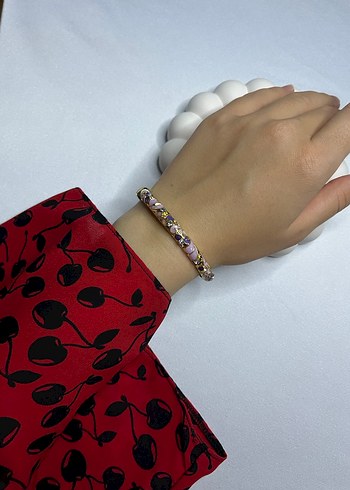 Accessorize Mor İşlemeli Mineli Bileklik