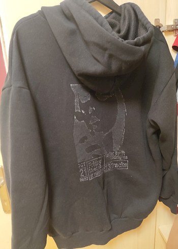 Siyah Oversize Kapüşonlu Sweatshirt - Görsel 4