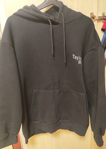 Siyah Oversize Kapüşonlu Sweatshirt - Görsel 2