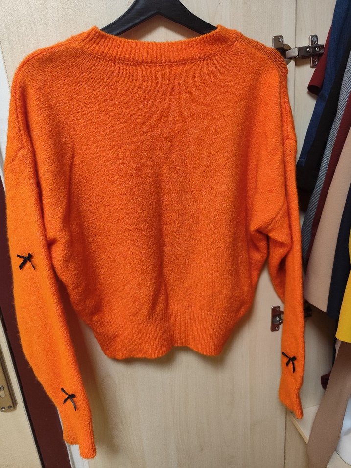 Nakışlı Turuncu Kadın Örgü Kazak - Görsel 4