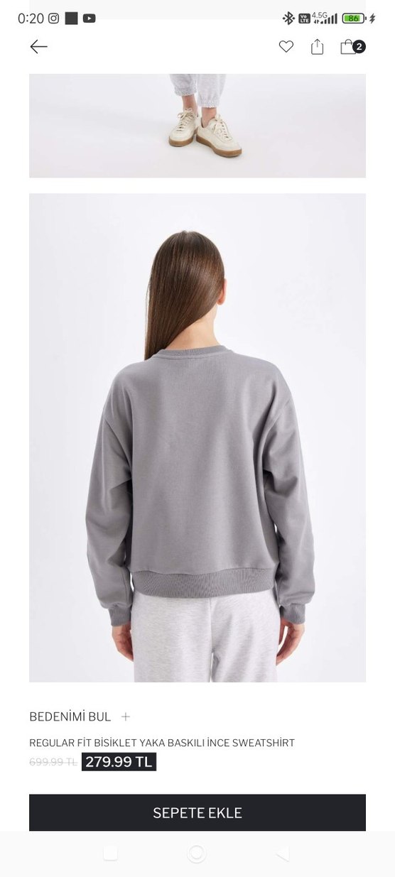 Gri Kadın sweatshirt - Görsel 2