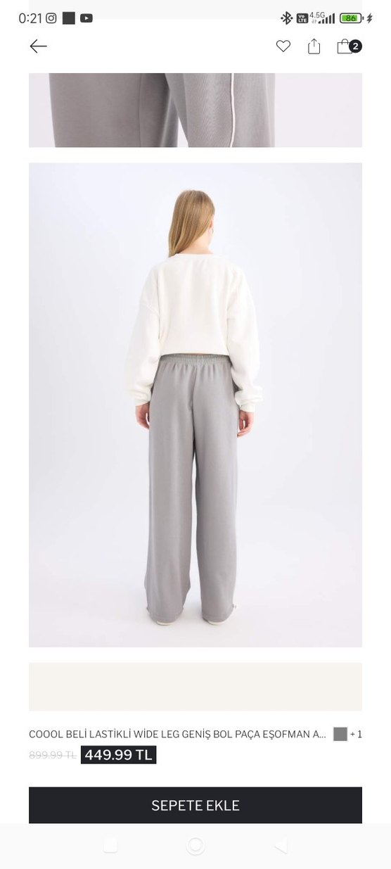 Gri Rahat Kesim Kadın Eşofman Altı - Görsel 3