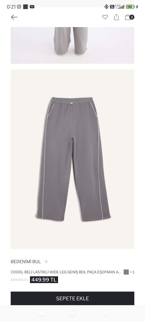 Gri Rahat Kesim Kadın Eşofman Altı - Görsel 4