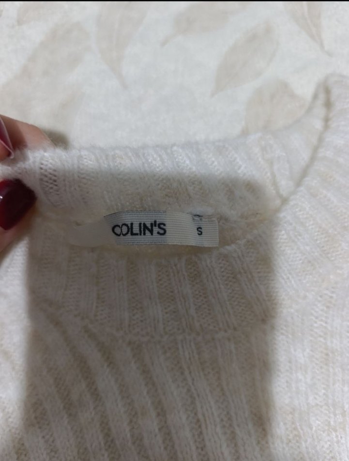 Beyaz triko elbise - Görsel 3