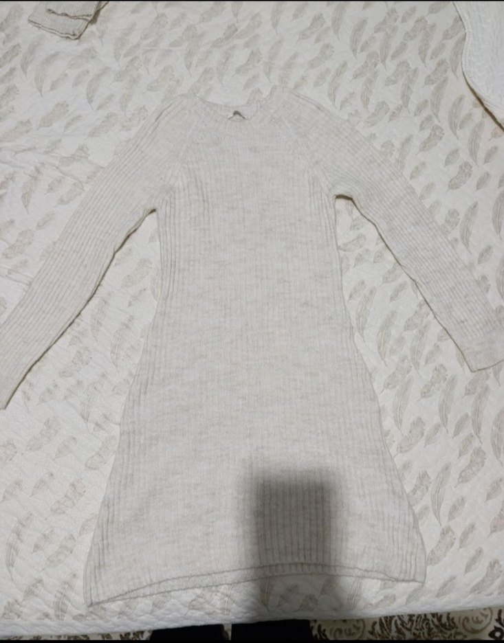 Beyaz triko elbise - Görsel 2