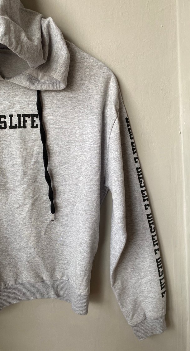 Gri Kapüşonlu Oversize Sweatshirt - Görsel 2