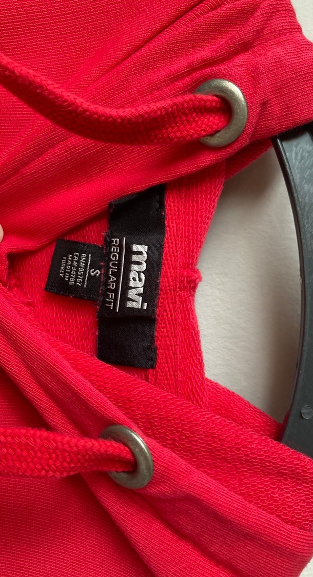 Kırmızı Kapüşonlu Mavi Baskılı Sweatshirt - Görsel 3