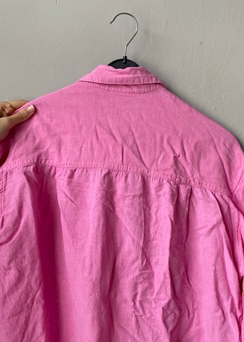 Pembe Keten Düğmeli Kadın Gömlek - Görsel 5