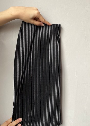 Çizgili Pilili Midi Eteği - Görsel 2