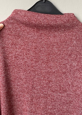 Bordo Boğazlı Kadın Triko Kazak - Görsel 2