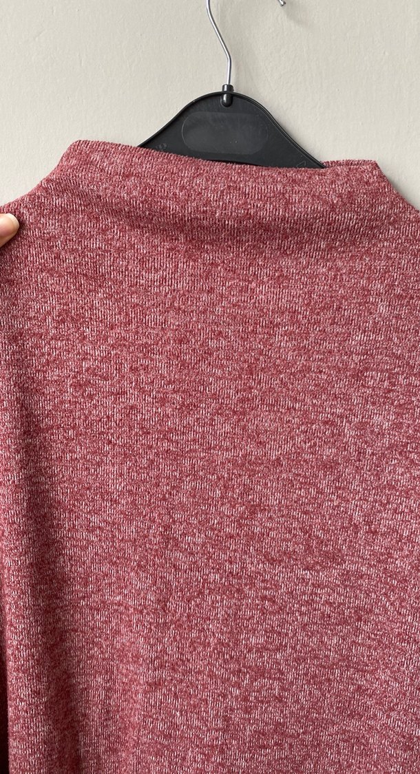 Bordo Boğazlı Kadın Triko Kazak - Görsel 2