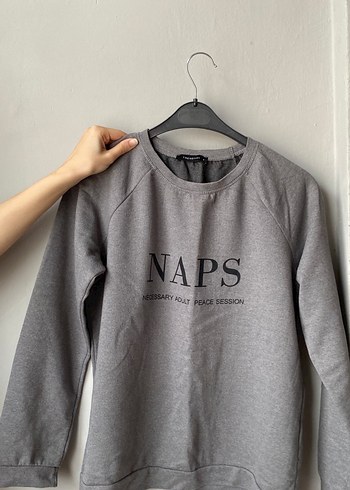 Gri Baskılı Kadın Sweatshirt - Görsel 2