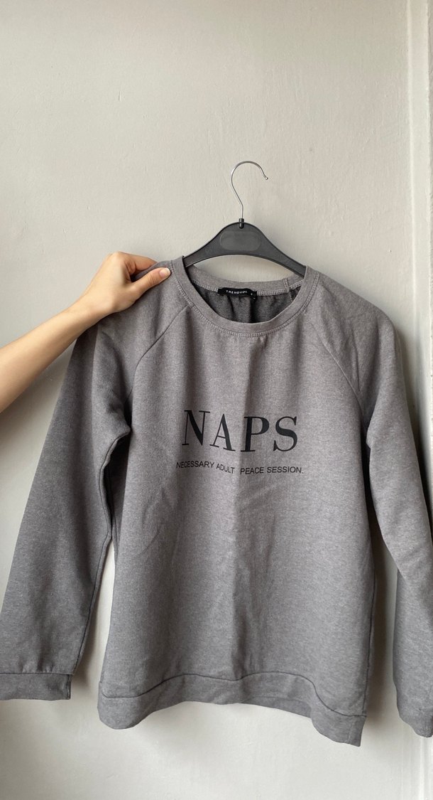 Gri Baskılı Kadın Sweatshirt - Görsel 2