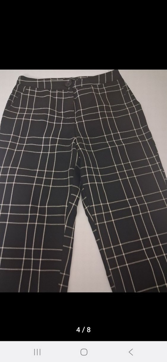 Düğmeli Gri Baskılı Kadın Denim Pantolonüçlü alım - Görsel 3