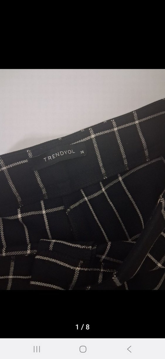 Düğmeli Gri Baskılı Kadın Denim Pantolonüçlü alım - Görsel 2