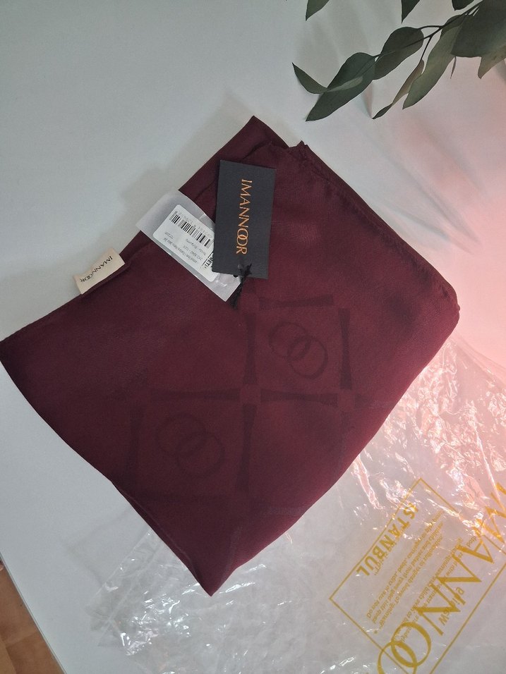 Bordo imanoor Kadın Şal - Görsel 5