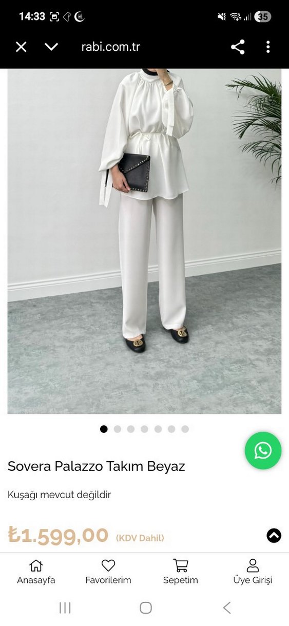 Henza Beyaz şık 1 beden pantalonlu takım - Görsel 4