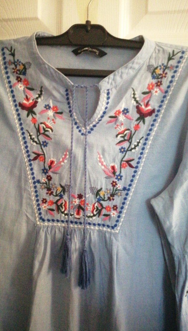 Nakışlı Mavi Bohem Tunik - Görsel 3