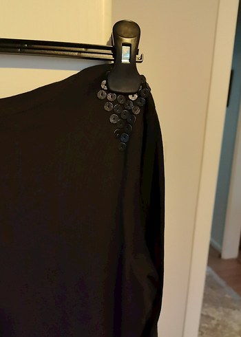 Siyah penye elbise - Görsel 4