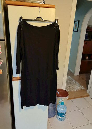 Siyah penye elbise - Görsel 3