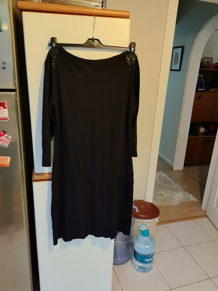 Siyah penye elbise - Görsel 3