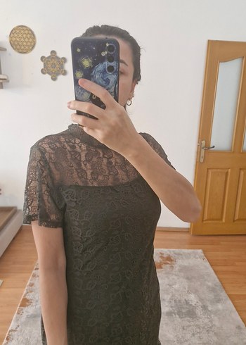 Adil Işık Haki yeşil dantel Detaylı Midi Elbise - Görsel 5