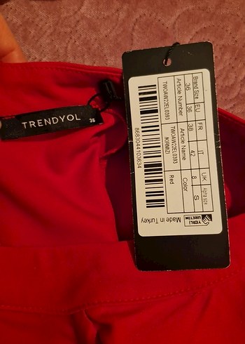 Trendyol Etiketli Uzun Kollu Kırmızı Mini Elbise - Görsel 11