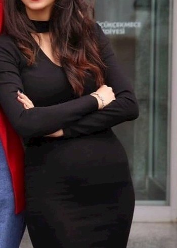 Siyah V Yaka Midi Kalem Elbise - Görsel 2