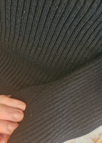 Trendyolmilla Siyah asimetrik Yaka Triko Elbise - Görsel 5