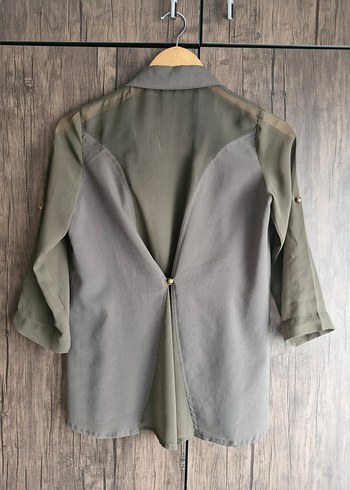 Bronz renk Düğmeli, Haki Kadın Gömlek - Görsel 8